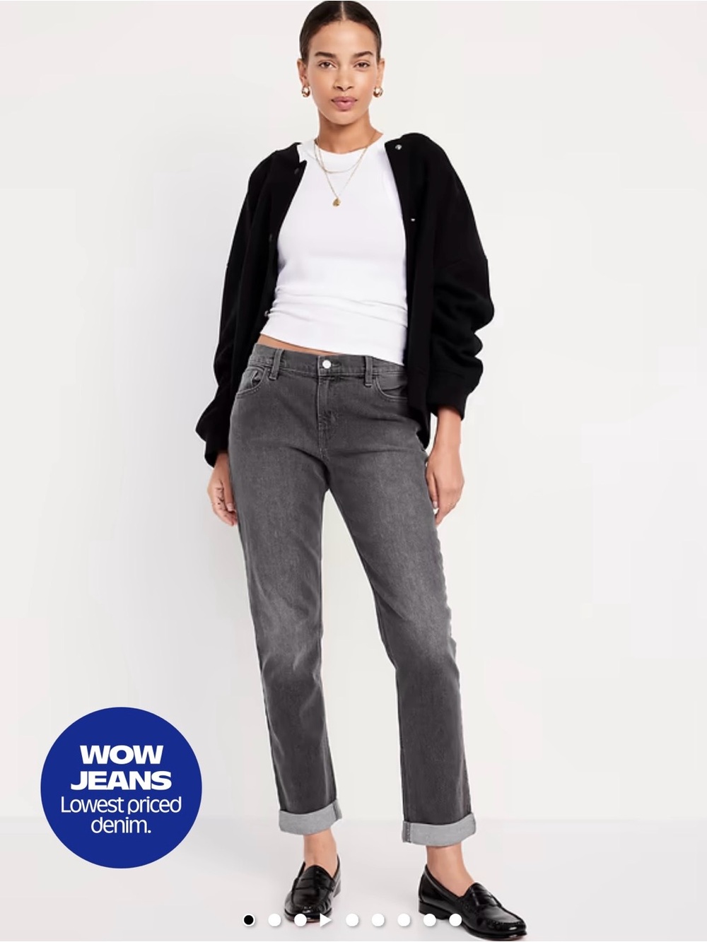 Mid-Rise Wow Boyfriend Jeans Faded Black